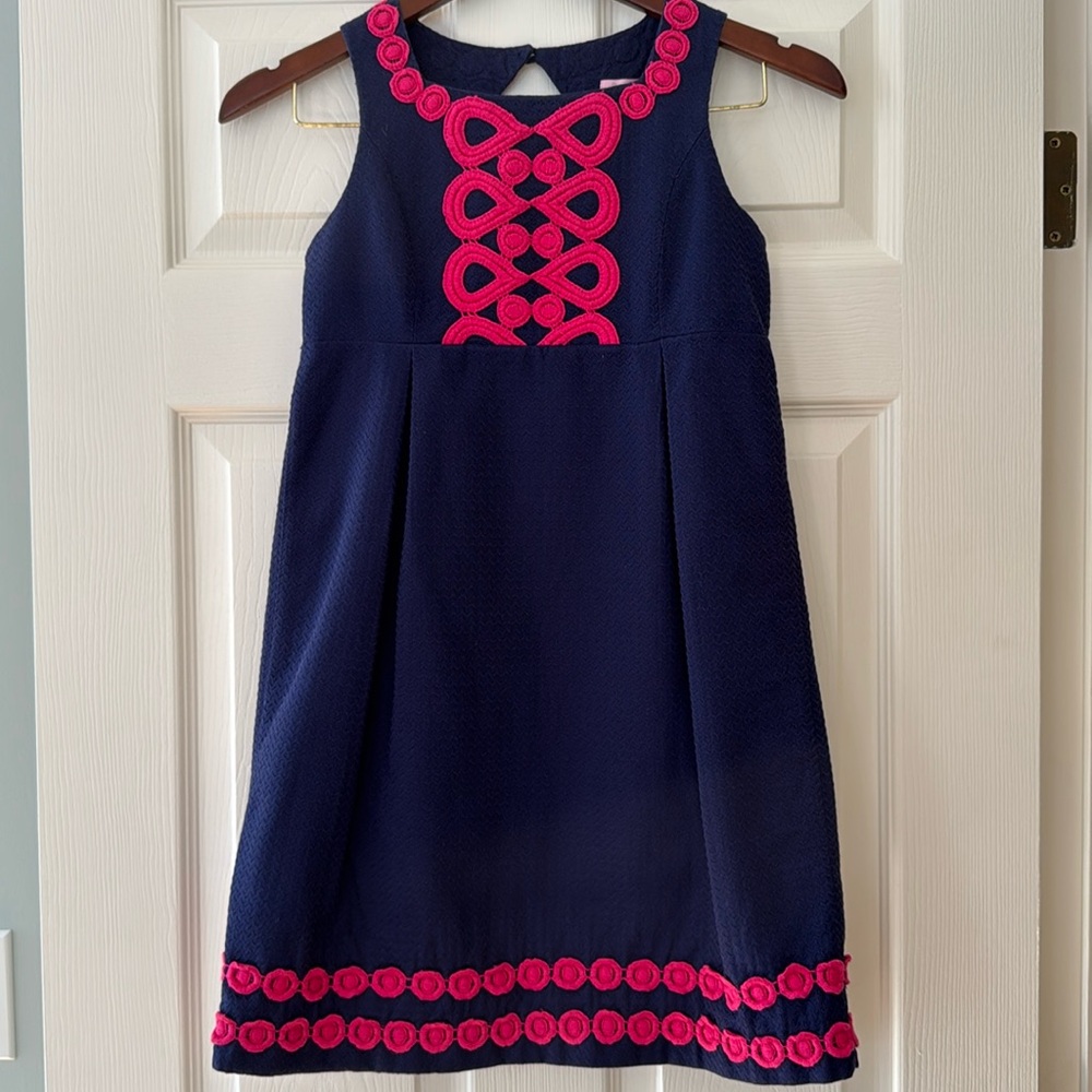 Lilly Pulitzer Navy Dress with Hot Pink Trim